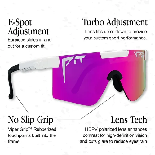 Vista 2 de Pit Viper Sunglasses I The Original 2.0 I 100% UV Lens, Indestructible Frame I Turbo Adjustable I Micro Fiber Bag & Straps