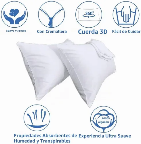 Vista 6 de Precoco Juego de 2 fundas de almohada Queen Fundas de almohada 100% algodón blanco tamaño Queen con 600 hilos Fundas de almohada estables