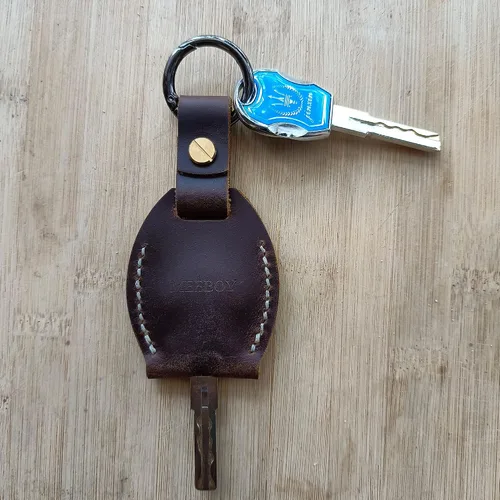 Vista 3 de Handmade Keychain Leather Protective Key Holder Large Capacity Protective Case Key Cover Protective Case Keychain