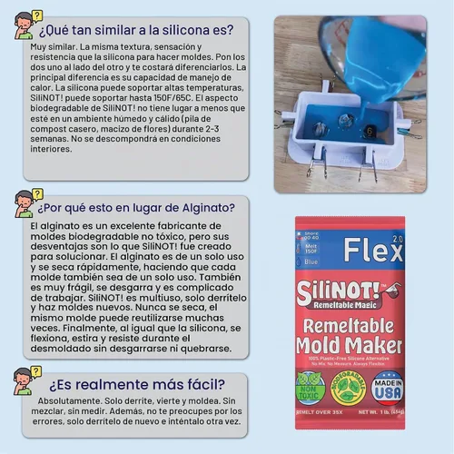 Vista 5 de Kit de fabricación de moldes de silicona refundible de 16 onzas. - Más fácil que el fabricante de moldes de silicona. Reutilizable 30 veces, sin