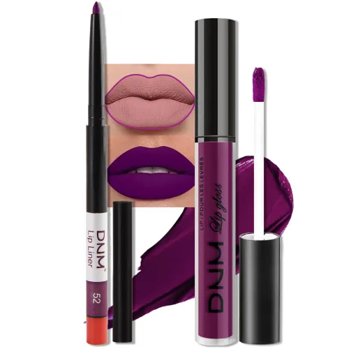 Vista 42 de evpct Juego de 2 lápices delineador de labios y lápiz labial líquido mate de 24 horas, color ciruela púrpura, maquillaje para mujer, lápiz labial
