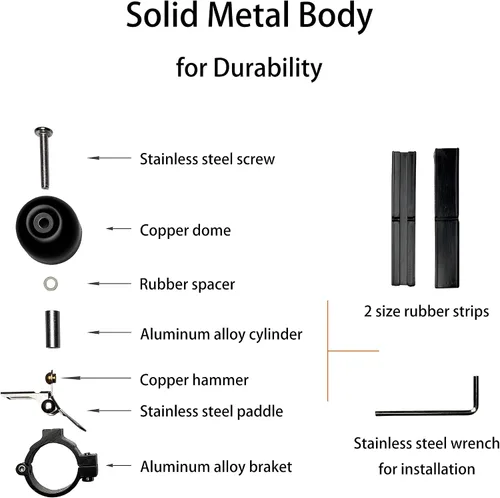 Vista 2 de Timbre de bicicleta de latón Pro, cuerpo de metal, tono fuerte y decente para adultos y niños, se adapta a manillares de bicicleta de 0.79 a 1