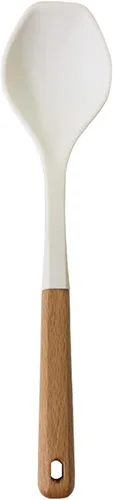 Vista 9 de Juego de utensilios de cocina de mango de madera blanca de 13 piezas, utensilios de cocina antiadherentes de silicona disponibles, mango 13