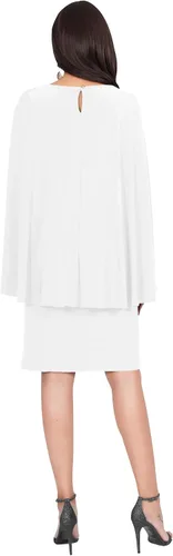Vista 5 de KOH KOH Vestido corto de cóctel de manga larga con cuello redondo y cinturón de cuero para mujer