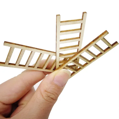 Vista 6 de Honbay 20 mini escaleras de madera accesorios de jardín de hadas para decoración de casa de muñecas