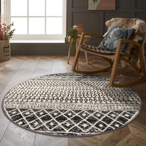 Vista 16 de Alfombra marroquí de área de 2x3 pies, color negro desgastado, alfombra de entrada antideslizante pequeña, suave, de pelo bajo, lavable, tapete