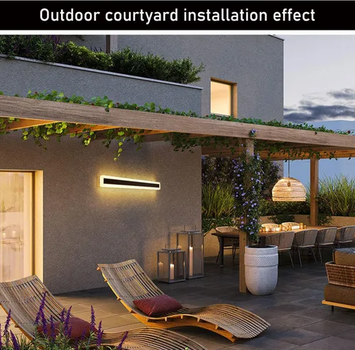 Vista 7 de Paquete de 2 lámparas LED modernas de pared de 23.6 pulgadas de largo, 18 W, impermeable, IP65, blanco cálido, 110 V, lámpara de pared rectangular