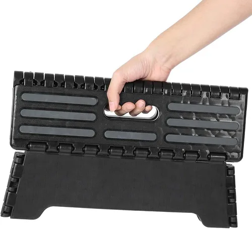 Vista 5 de Taburete plegable de 15 pulgadas, capacidad de 330 libras, antideslizante, taburete plegable de un solo paso para adultos y niños, almacenamiento
