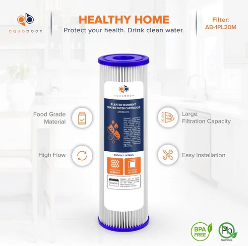 Vista 4 de Aquaboon Cartucho de filtro de sedimento plisado de 20 micrones, 10 x 2.5 pulgadas, repuesto de filtro de agua para toda la casa compatible