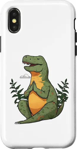 Vista 4 de Funda de meditación para iPhone 15 Tyrannosaurus Rex T-Rex Yoga Meditating Trex