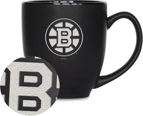 Vista 36 de Rico Industries NHL Hockey - Taza bistró de cerámica negra mate de 15 onzas