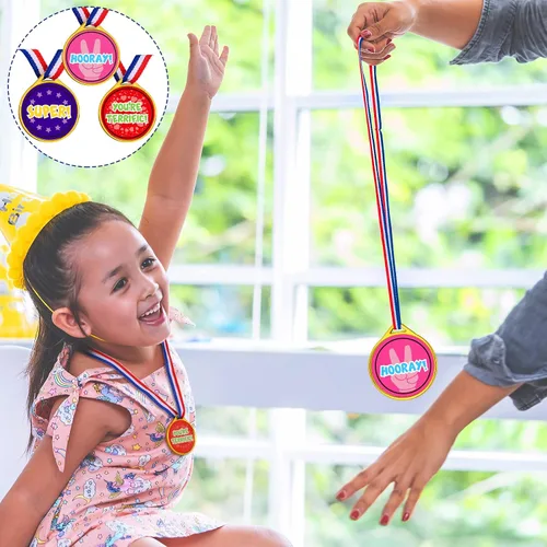 Vista 7 de Gejoy Medallas de premio, medallas surtidas para premios para niños, medallas de premio de plástico estilo surtido, medallas de premio para niños
