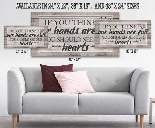 Vista 7 de If You Think Our Hands Are Full - Inspirational Home and Office Wall Art Decor, Farmhouse Family Living Room House Quote, Aesthetic Housewarming