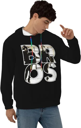 Vista 4 de Sudaderas con capucha para hombre, sudadera casual de manga larga, color negro