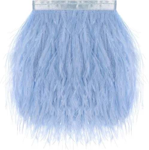 Vista 13 de SOGUGOM Adorno de Plumas de Avestruz Negro - 1.5 Capas 2 Yardas Plumas de 4 Pulgadas Adorno de Cintas con Flecos para Costura, Vestidos, Proyectos