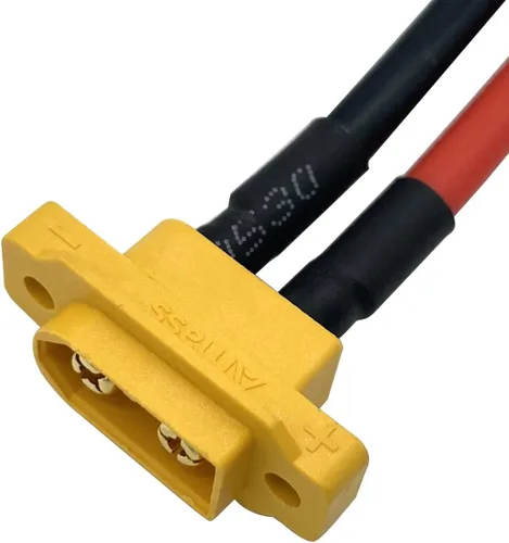 Vista 3 de 2 unidades Amass XT60E-M - Conector de batería macho montable, conector de montaje en panel XT60 con cable de 11.8 in para batería RC Lipo FPV