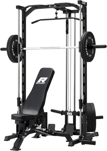 Vista 15 de RitFit Smith - Estante de potencia para máquina con sistema LAT-Pull Down, minas terrestres, barra de barra, clavijas de almacenamiento de placas