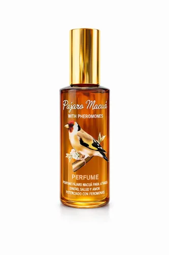 Vista 2 de Pajaro Macua Perfume con feromonas, atrae el dinero, salud y amor, fragancia en spray ámbar