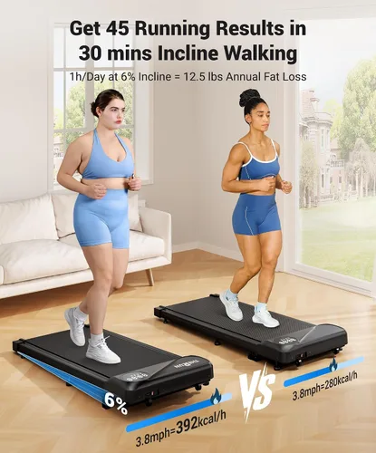 Vista 2 de THERUN Walking Pad Treadmill Under Desk, Portable Mini Treadmill for Home/Office, Walking Pad Machine with 2.5HP and 265 lbs Weight Capacity Remote