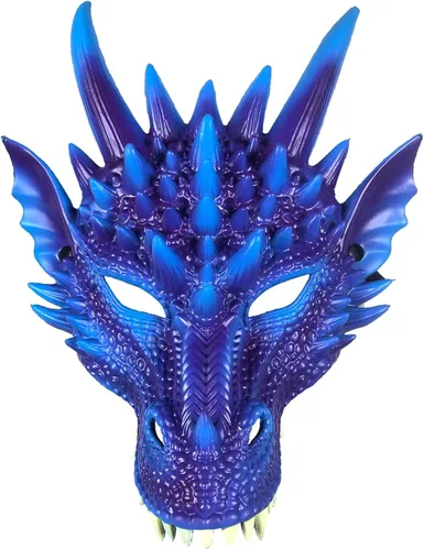 Vista 6 de Alodidae Máscara de dragón para Halloween, máscara de media cara, disfraz de cosplay para adultos Negro