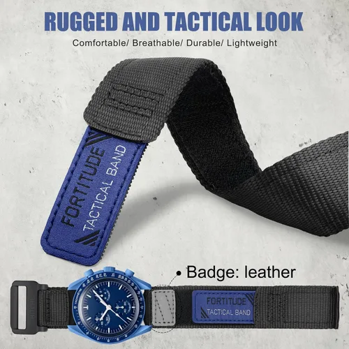 Vista 2 de Ritche 20mm Quick Release Nylon Moonswatch Band for Men Omega x Swatch Strap compatible with Omega Speedmaster Seamaster Railmaster Mission to the
