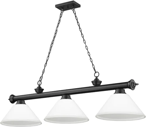 Vista 7 de Z-Lite 2306-3MB-AMO14 - Colgante de billar Cordon, 3 luces, 180 vatios totales, negro mate