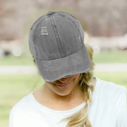 Vista 6 de Gorra de béisbol para mujer, diseño de cola de caballo, ajustable, ajustable, para cola de caballo
