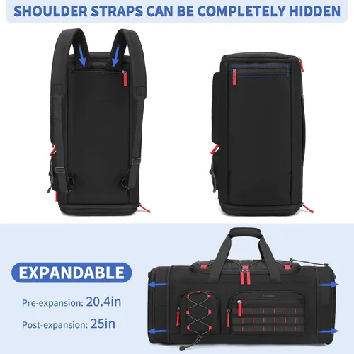 Vista 4 de Bosstin Bolsa de gimnasio para hombres y mujeres, 45L de viaje, bolsa de lona deportiva, mochila de viaje para gimnasio, fin de semana, mochila
