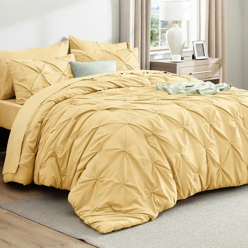 Vista 24 de Bedsure - Juego de edredón tamaño individual gris - Ropa de cama tamaño individual en una bolsa de 5 piezas, juego de cama Pintuck GentleSoft™