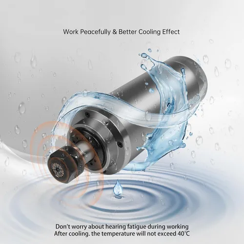 Vista 2 de RATTMMOTOR Motor de husillo refrigerado por agua de 2.2KW 110V 3.150 in, 24000RPM Motor de husillo de alta velocidad ER20 Collet 15A 400HZ