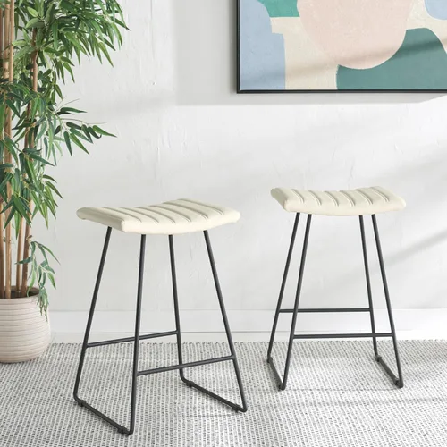 Vista 7 de Safavieh Home Collection Akito Mid-Century - Taburete de mostrador blanco moderno de 26 pulgadas