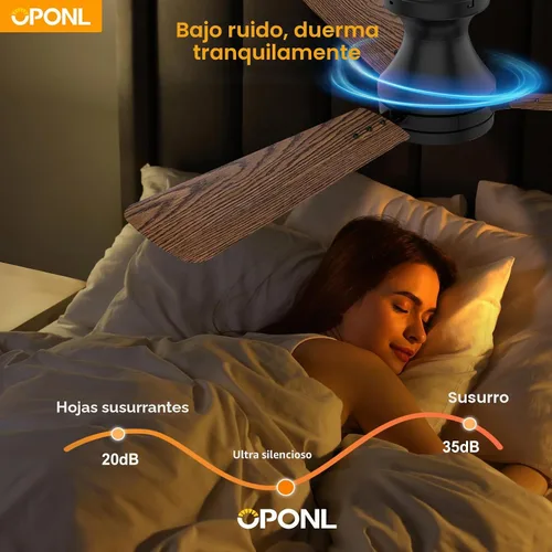 Vista 5 de OPONL 42 inch Low Profile Ceiling fan with Light and Remote Control Negro