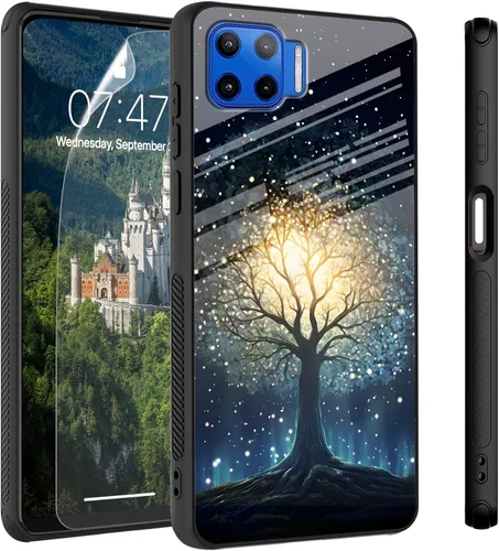 Vista 57 de Funda para Motorola Moto Edge 2022, cubierta trasera de vidrio templado con protector de pantalla, funda protectora a prueba de golpes para Motorola