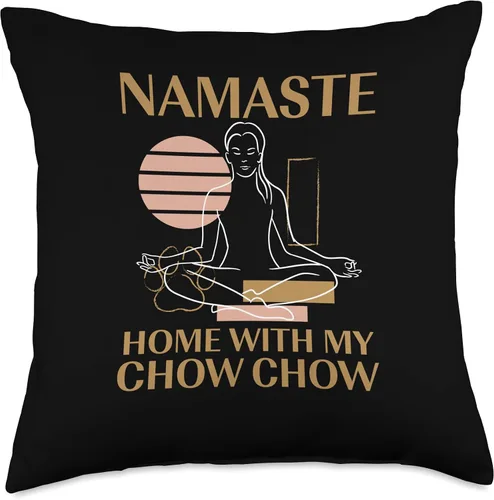 Vista 4 de Message Dog Owner Chow Owner Fur Mom Dog Parent Namaste Home Chow Sayings Dog Lover Quotes - Almohada para mascotas, 16 x 16 pulgadas, multicolor