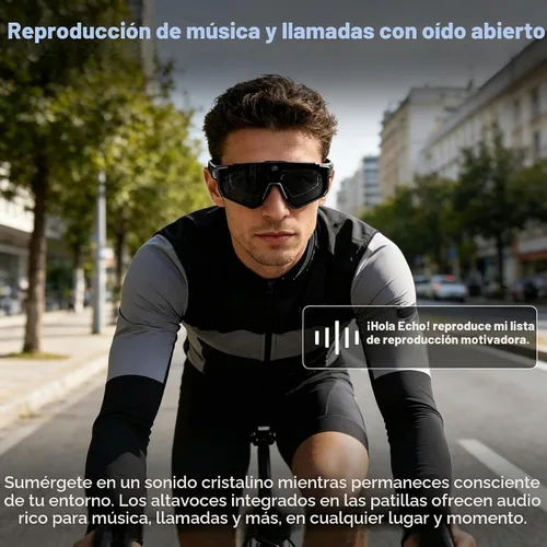 Vista 3 de Gafas inteligentes Pro AI con cámara de 32MP para ciclismo y Negro