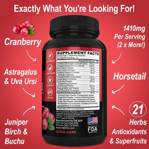 Vista 6 de DR. BO Kidney Cleanse Detox y carbón activado – Extracto natural de arándano y Uva Ursi para apoyar la salud de los riñones, la vejiga y el tracto