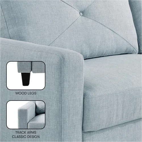 Vista 7 de Serta Lindbergh Sofá de transición moderno de 70.5 pulgadas, cojín de respaldo copetudo, brazos cuadrados, patas de madera maciza, Dream Coil