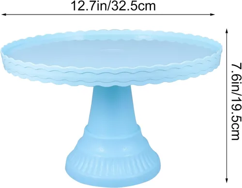 Vista 5 de PRETYZOOM Soporte de plástico para tartas con pies, redondo, soporte para cupcakes, cumpleaños, boda, elevado, para tartas, pasteles, macarrones