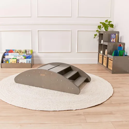 Vista 9 de ECR4Kids Mecedora y centro de juegos de escalones, de madera, muebles Montessori, Grey Wash
