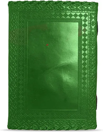 Vista 4 de jaald Diario de cuero de 10 pulgadas con candado, cuaderno en blanco hecho a mano, bloc de notas para hombres y mujeres, papel sin forro, el mejor