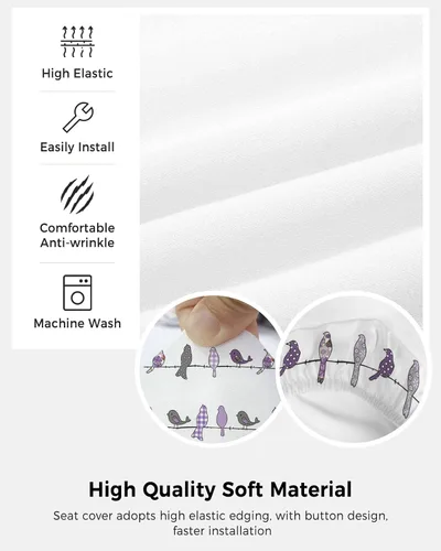 Vista 5 de Fundas elásticas para silla de oficina con diseño de pájaros morados, 2 piezas, suave, decorativo, protector para silla de escritorio, protector