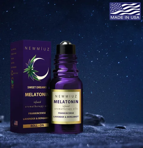 Vista 6 de Aceite esencial de melatonina para dormir roll-on anti estrés calmante aromaterapia mezcla de aceite de lavanda bergamota incienso destress