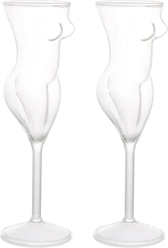 Vista 8 de 2 vasos de cristal transparente sexy Naked Miss con forma de cuerpo, vaso de cóctel transparente soplado a mano para cócteles, fiestas, decoración