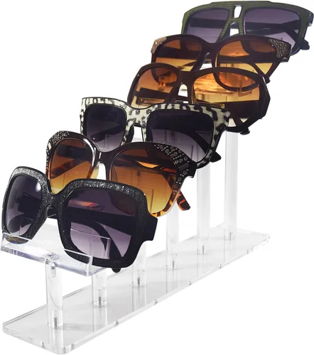Vista 10 de MOOCA 3 Tier Premium Acrylic Eyewear Display Stand, Sunglasses Rack Holder, Sunglasses Stand, Eyewear Organizer for Eyeglasses, 5 in H 3-tier