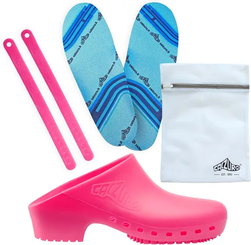Vista 15 de CALZURO Zuecos de Trabajo Clásicos Sin Agujeros - Zuecos de Enfermería Unisex - Zapatos Antideslizantes - Zapatos de Cocina de Goma Autoclavables