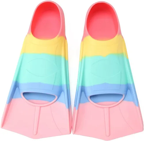 Vista 20 de Aletas de natación para niños, aletas cortas para niños y jóvenes, aletas de natación para entrenamiento de natación para niños, niñas, niños