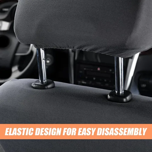 Vista 3 de 2 fundas para reposacabezas de asiento de automóvil, 9" x 10.6" de punto elástico transpirable completamente envolvente, cubierta antipolvo simple