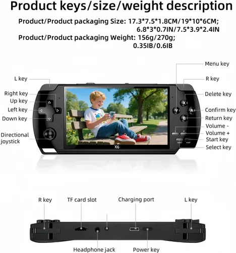 Vista 7 de CUZCOP 4.3-inch Video Game Console Retro Portable Handheld Game Device Support Video/Music/E-book Playback Nostalgic Kid's Birthday/Christmas