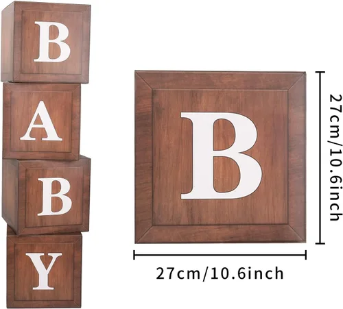 Vista 2 de CJT Cajas transparentes para bebé con letras para baby shower, decoraciones de baby shower, fiesta de cumpleaños, revelación de género, recuerdos