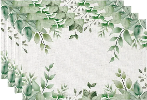 Vista 15 de QIYI Juego de 6 manteles individuales bohemios de 12 x 18 pulgadas, manteles individuales florales de tela de lino para cocina y comedor, manteles